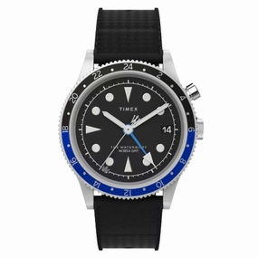 Timex Men's Watch - Waterbury Quartz Black Dial Synthetic Rubber Strap | TW2W22600VQ