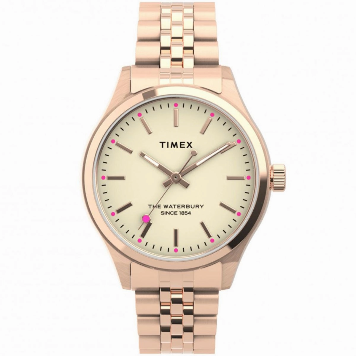 Timex Women's Quartz Watch - Waterbury Cream Dial Rose Gold Bracelet | TW2U23200VQ