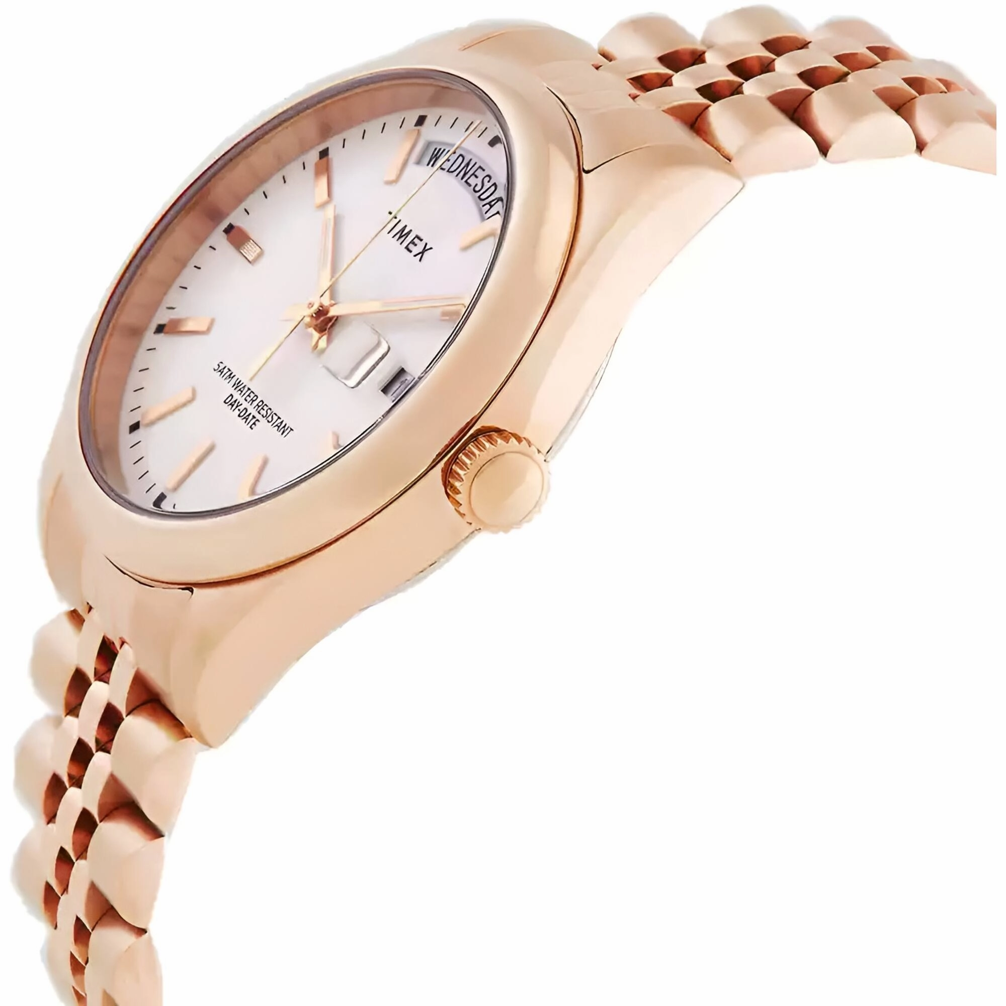 Timex Women's Watch - Legacy White Dial Rose Gold Bracelet Day-Date | TW2W32200VQ