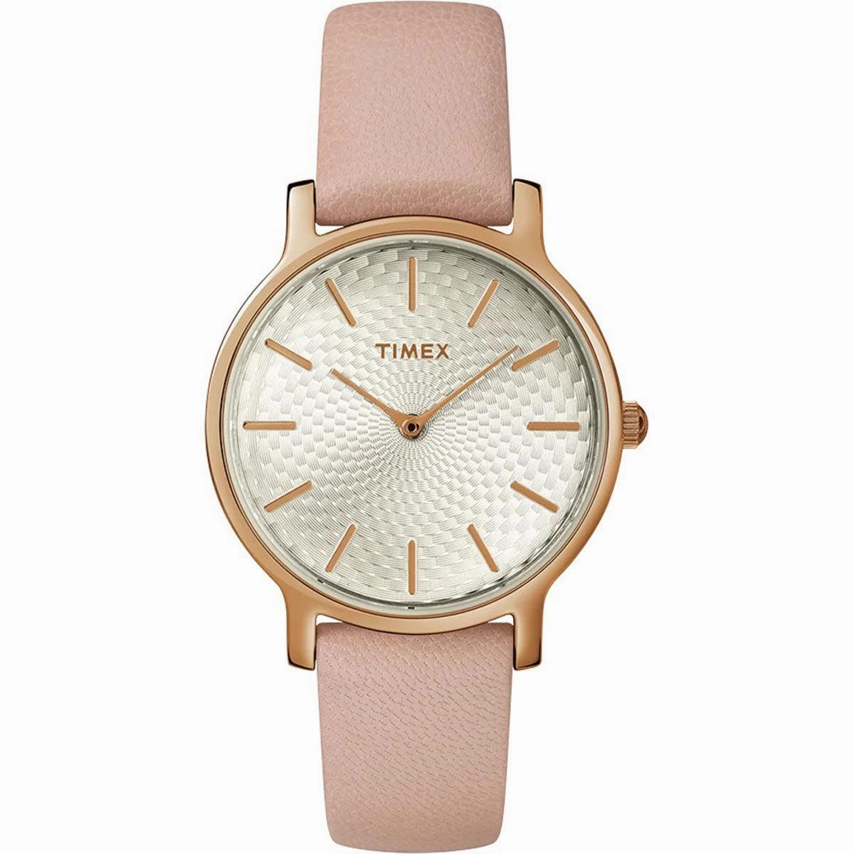 Timex Women's Watch - Metropolitan Silver Tone Dial Pink Leather Strap | TW2R85200
