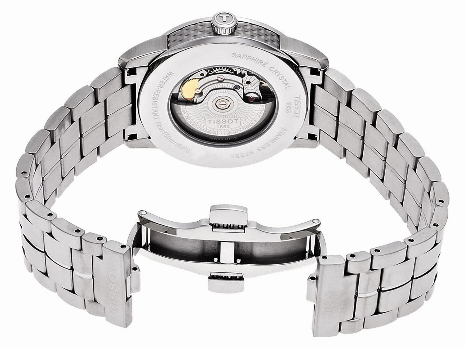 Tissot Luxury Stainless Steel Automatic Black Dial Date Mens Watch T0864071105100