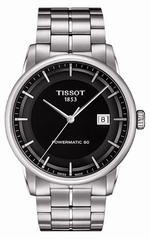 Tissot Luxury Stainless Steel Automatic Black Dial Date Mens Watch T0864071105100