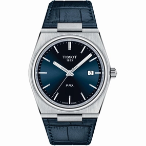 Tissot Men's Watch - PRX Quartz Blue Dial Leather Strap | T1374101604100