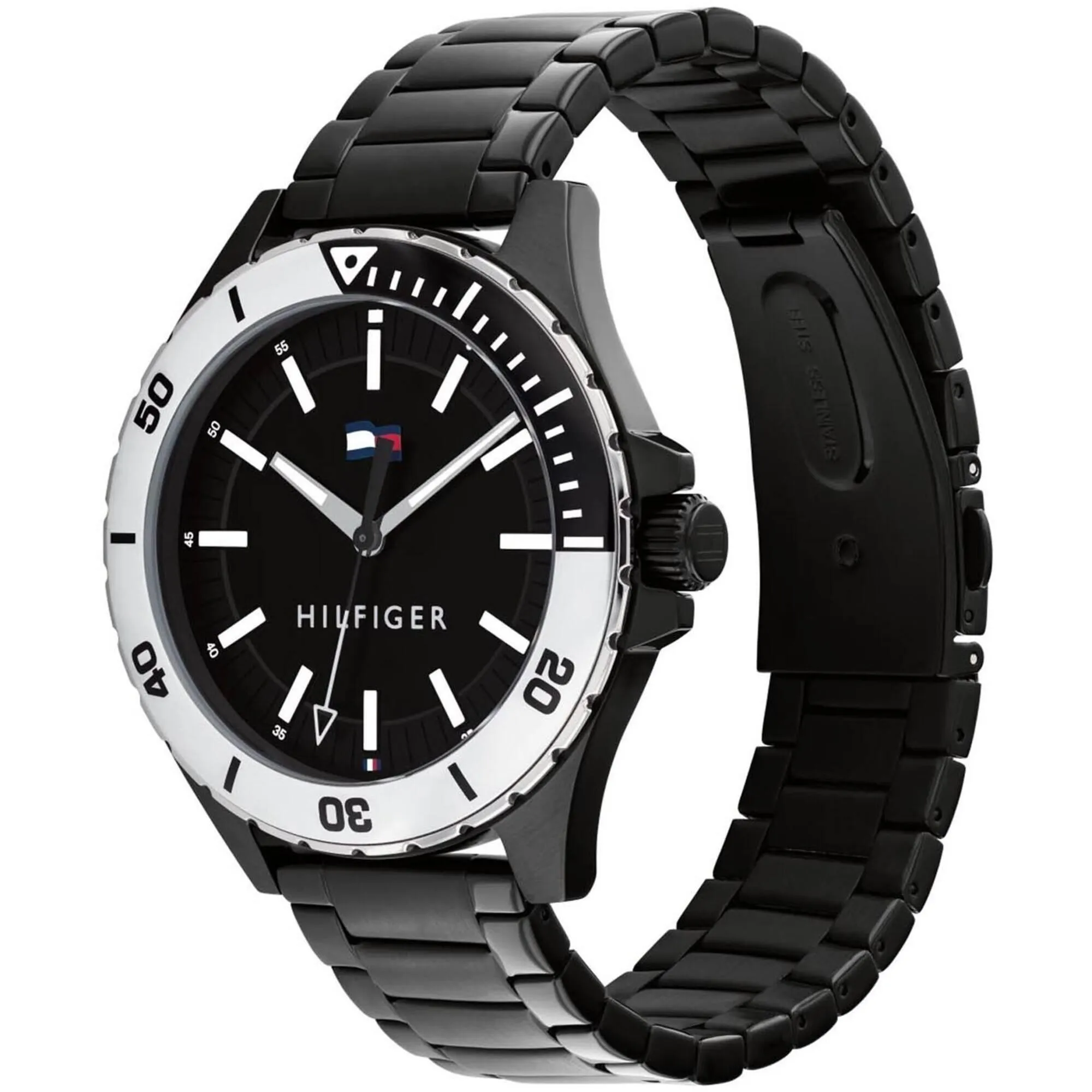 Tommy Hilfiger Men's Watch - Logan Black Dial Stainless Steel Bracelet | 1792014