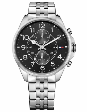Tommy Hilfiger Dean Mens Watch - Black Dial - Stainless - Bracelet - Day/Date