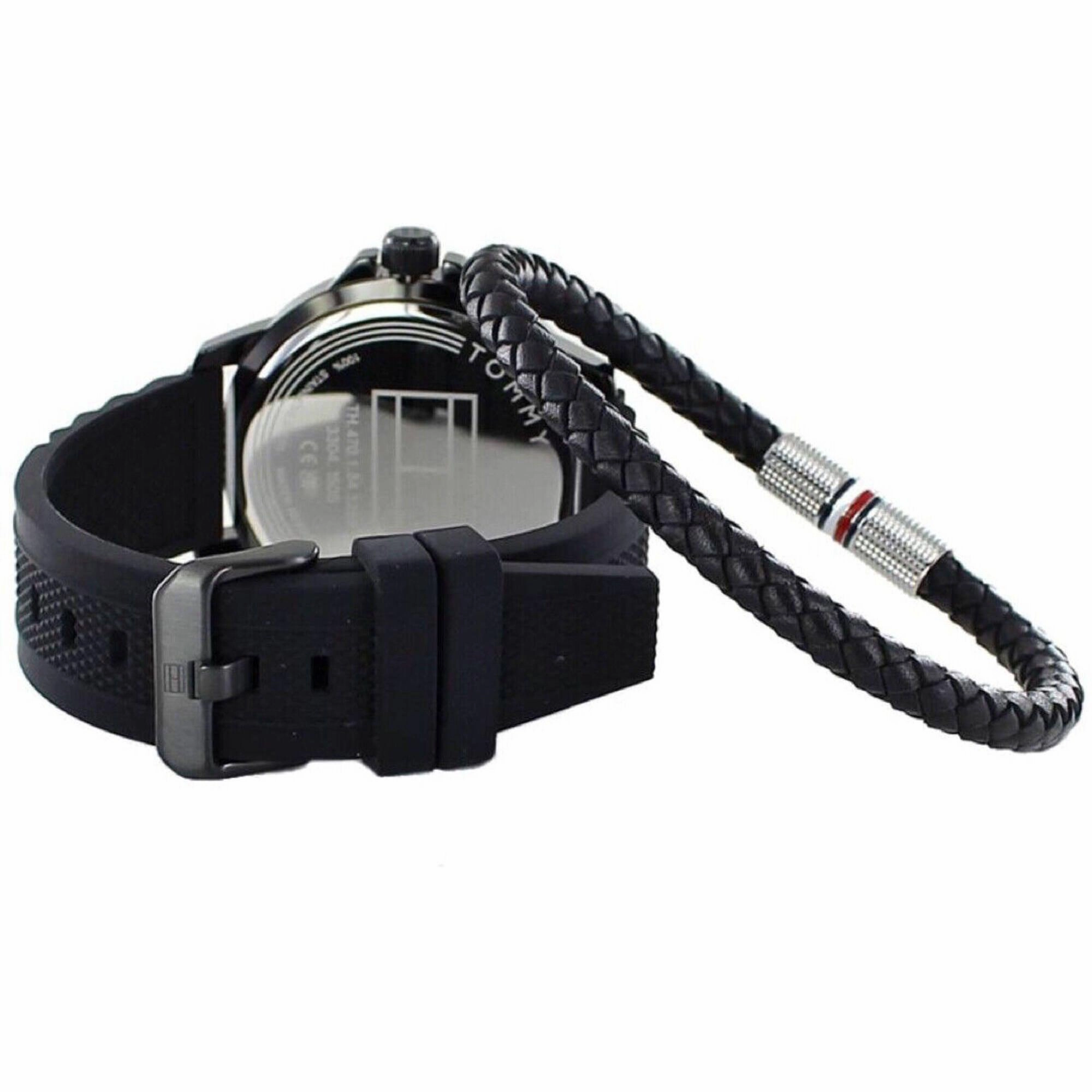 Tommy Hilfiger Men's Watch and Bracelet Gift Set - Black Silicone Strap | 2770151