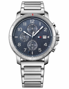 Tommy Hilfiger Travis Mens Watch - Bracelet - Blue/Grey Dial - Day/Date - 50m