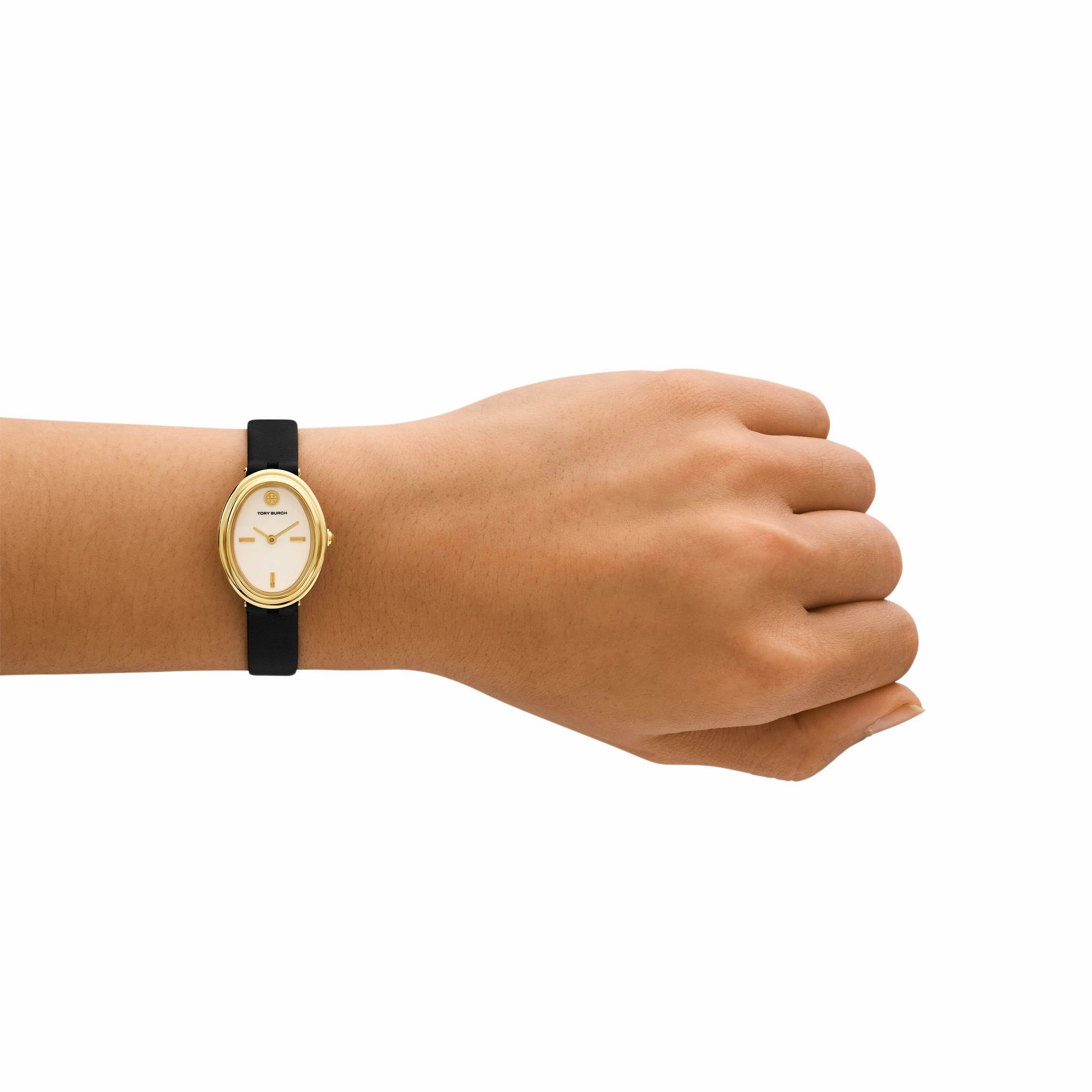 Tory Burch The Oval Black Analogue Watch TBW6030