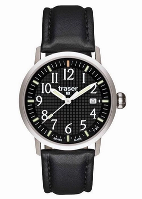 Traser T4102.740.A2.01 Men's Black Leather Strap Tritium Watch
