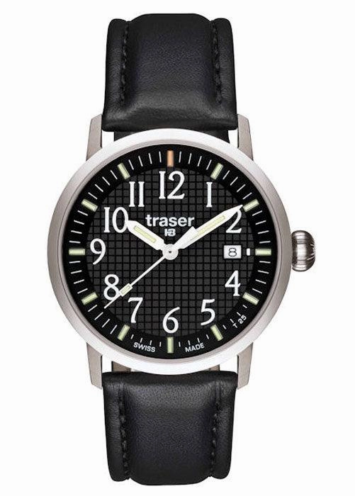 Traser T4102.740.A2.01 Men's Black Leather Strap Tritium Watch