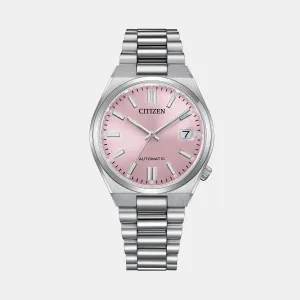 Tsuyosa Women Automatic Pink Dial Analog Stainless Steel Watch NJ0200-50Z