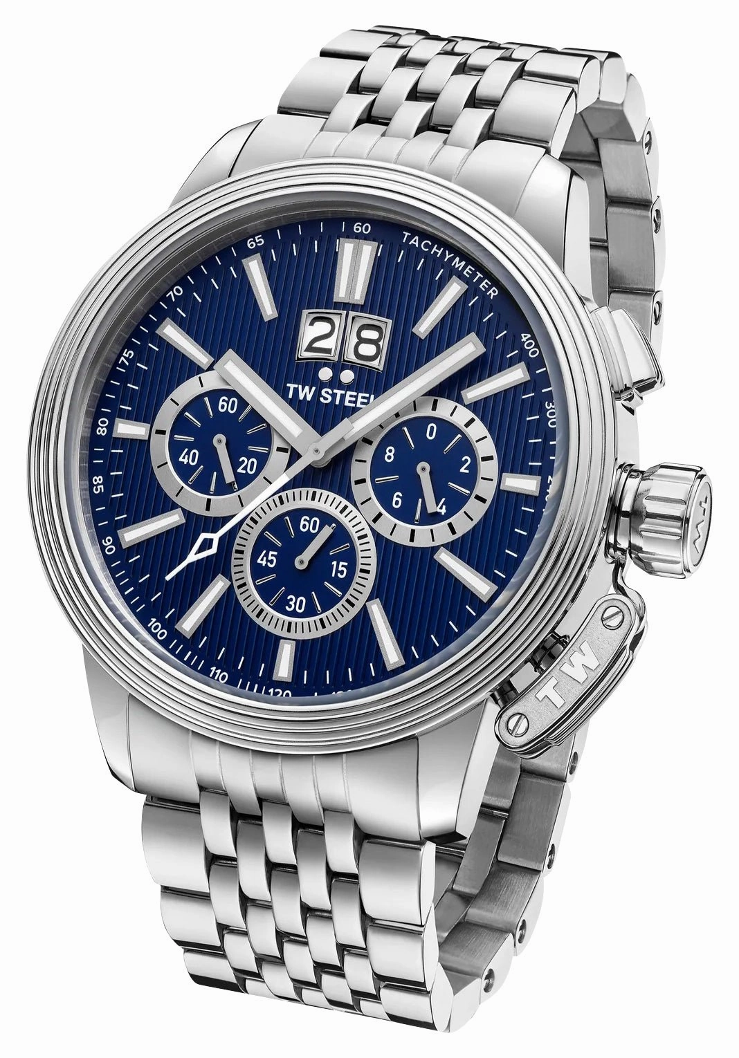 TW Steel CEO Adesso Chronograph Stainless Steel Blue Dial Date Quartz Mens Watch CE7022