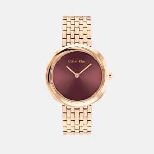 Twisted Bezel Women Quartz Mauve Dial Analog Stainless Steel Watch 25100067