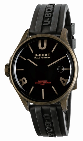 U-Boat Darkmoon Bronze PVD Black Dial Black Rubber Strap Quartz Mens Watch 9549