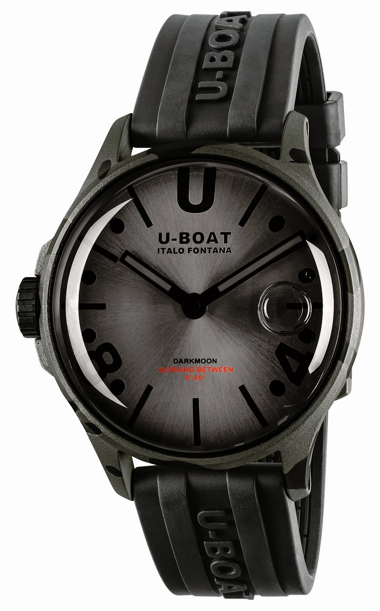 U-Boat Darkmoon Camouflage Black PVD Gray Dial Black Rubber Strap Quartz Mens Watch 9550