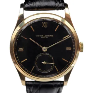 Vacheron Constantin 18k Gold Black Dial, Men's Vintage Watch