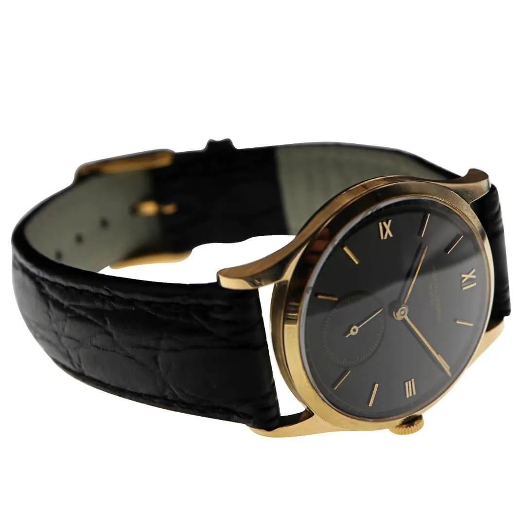 Vacheron Constantin 18k Gold Black Dial, Men's Vintage Watch