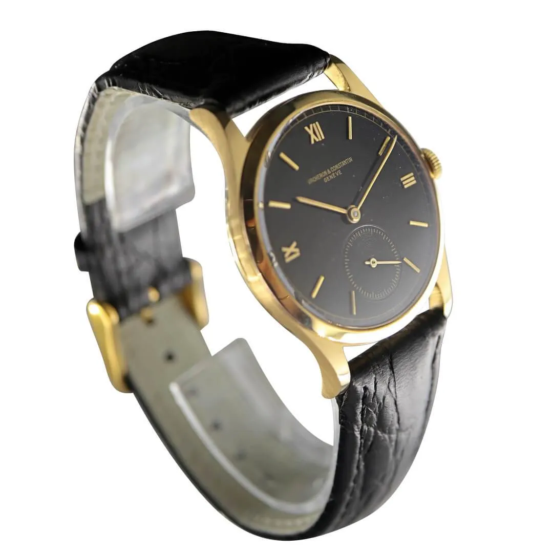 Vacheron Constantin 18k Gold Black Dial, Men's Vintage Watch
