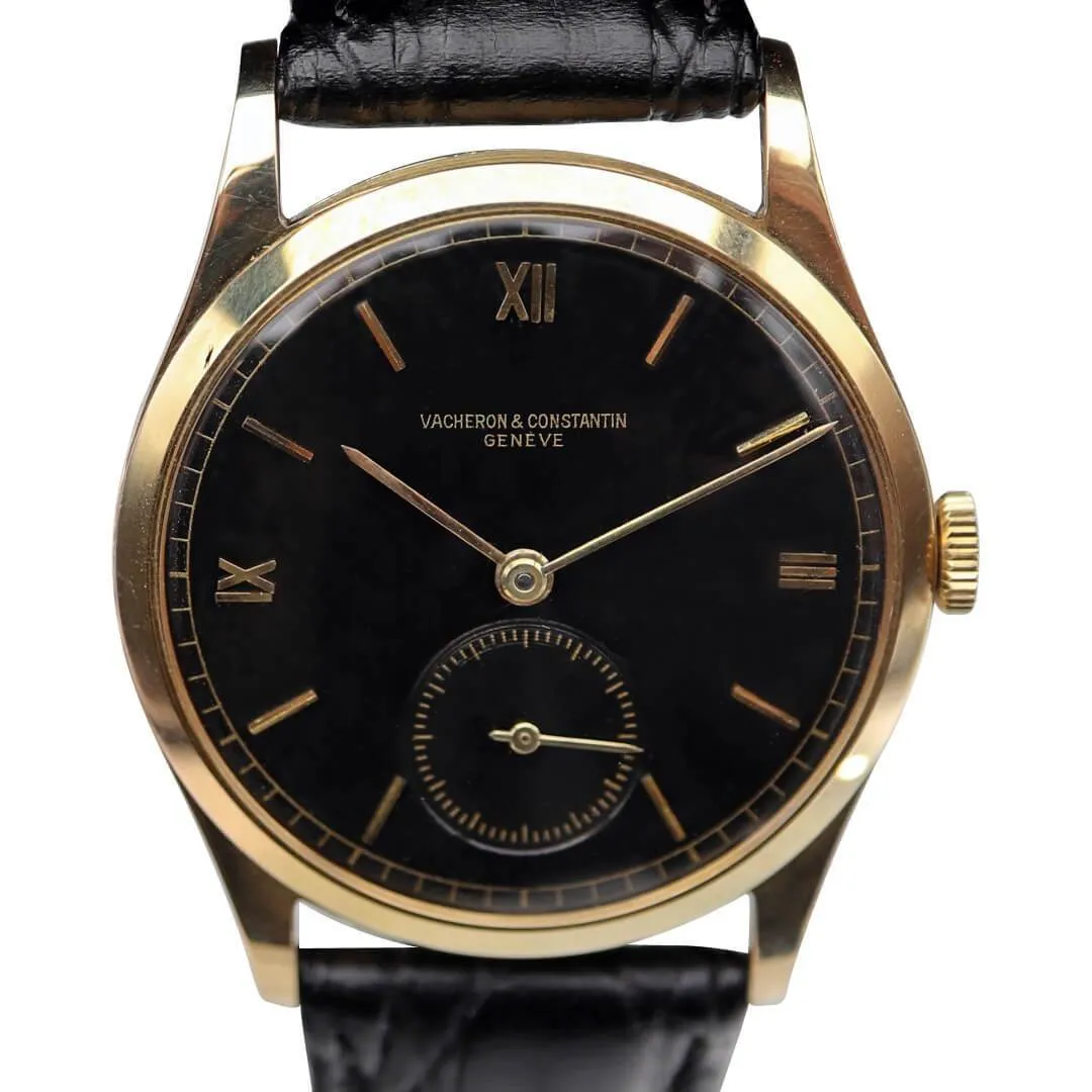 Vacheron Constantin 18k Gold Black Dial, Men's Vintage Watch