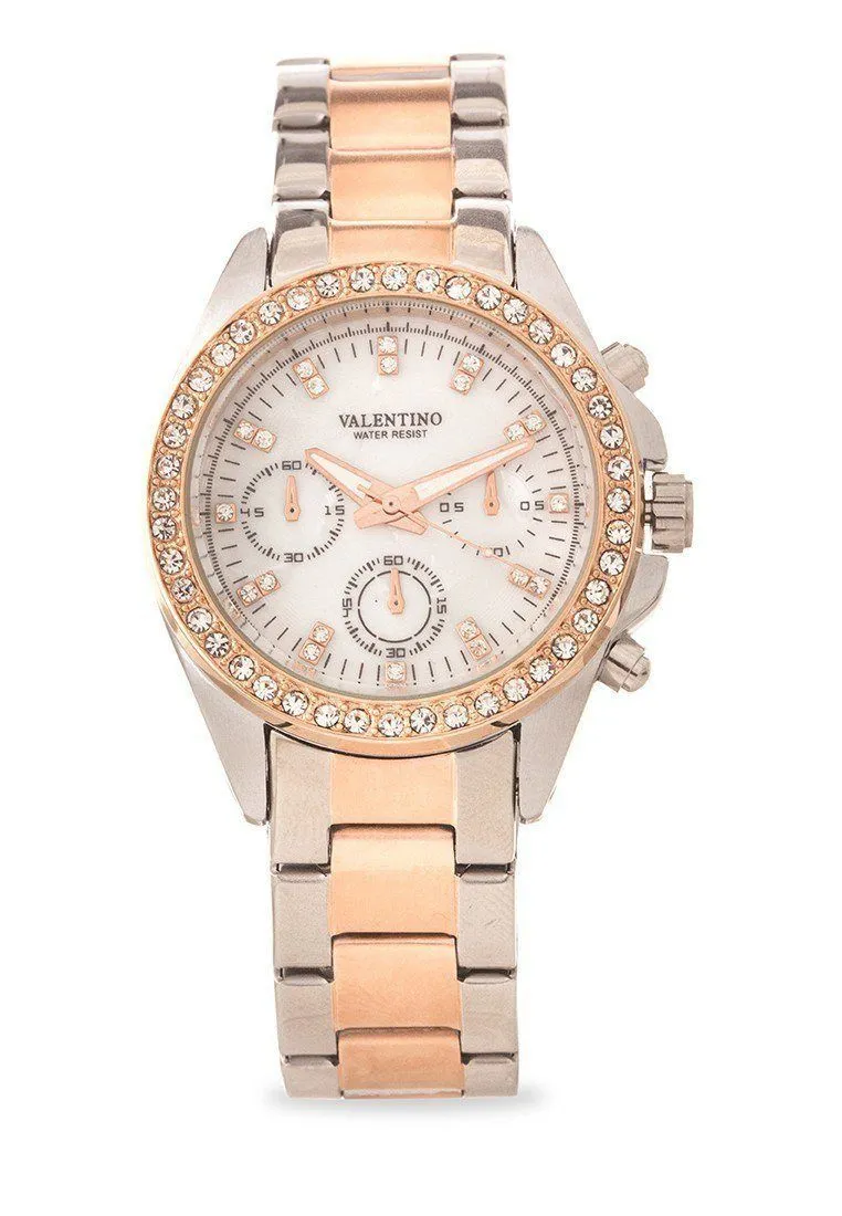 Valentino 20121662-TWO TONE - MOP DIAL EXCALIBUR IP ROSE GOLD STAINLESS STEEL BAND STRAP Watch  for Women