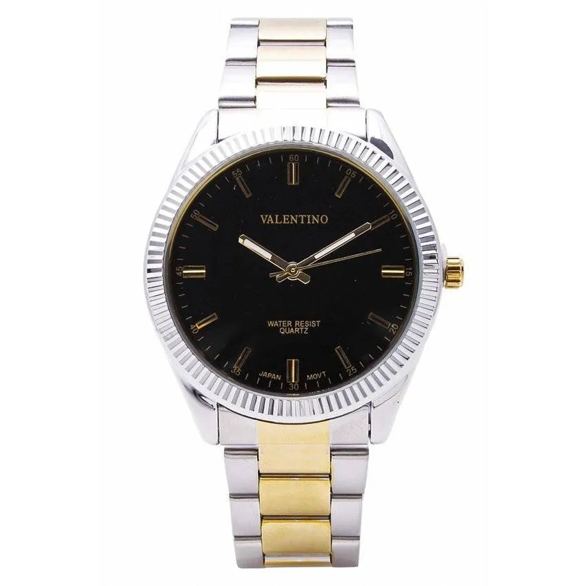 Valentino 20121677-TWO TONE - BLACK DIAL CASIO IP GLD MTL STYLE G STAINLESS BAND STRAP Watch for Men