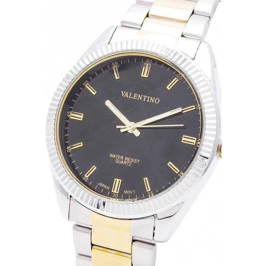 Valentino 20121677-TWO TONE - BLACK DIAL CASIO IP GLD MTL STYLE G STAINLESS BAND STRAP Watch for Men