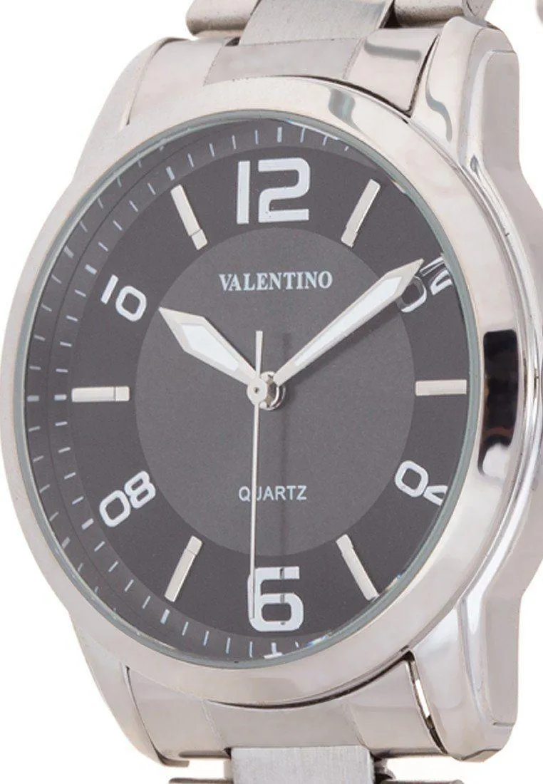 Valentino 20121911-BLACK DIAL STAINLESS BAND Strap Watch For Men