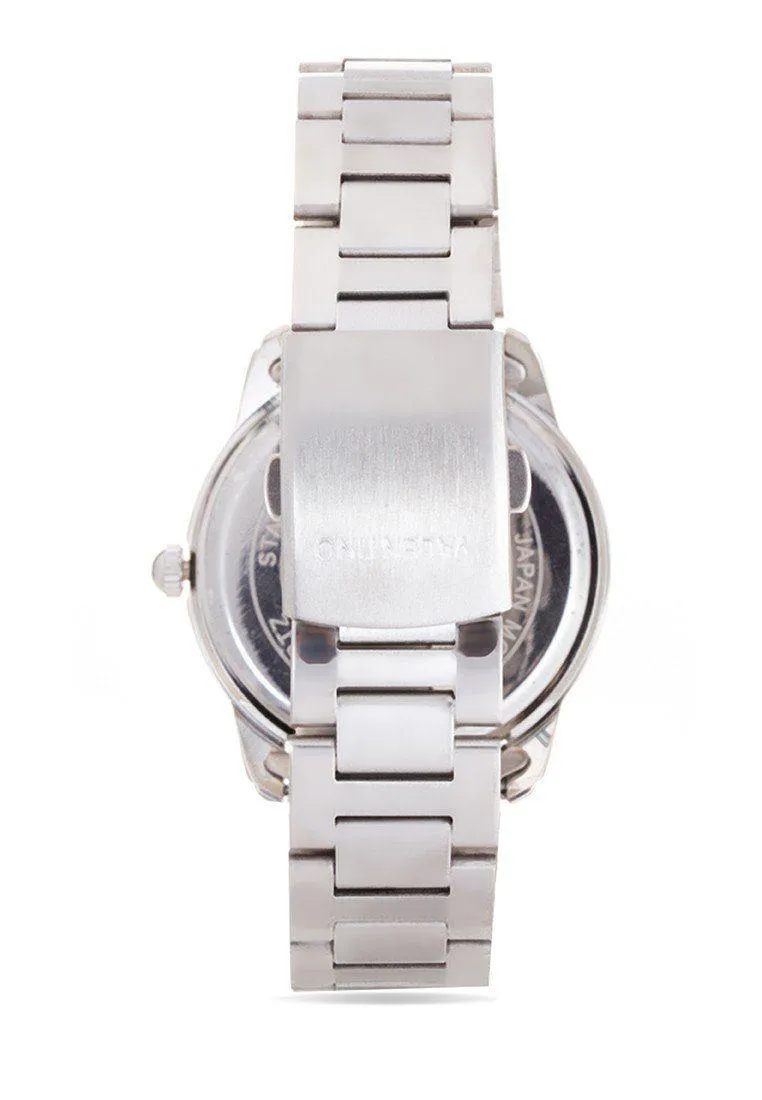 Valentino 20121911-BLACK DIAL STAINLESS BAND Strap Watch For Men