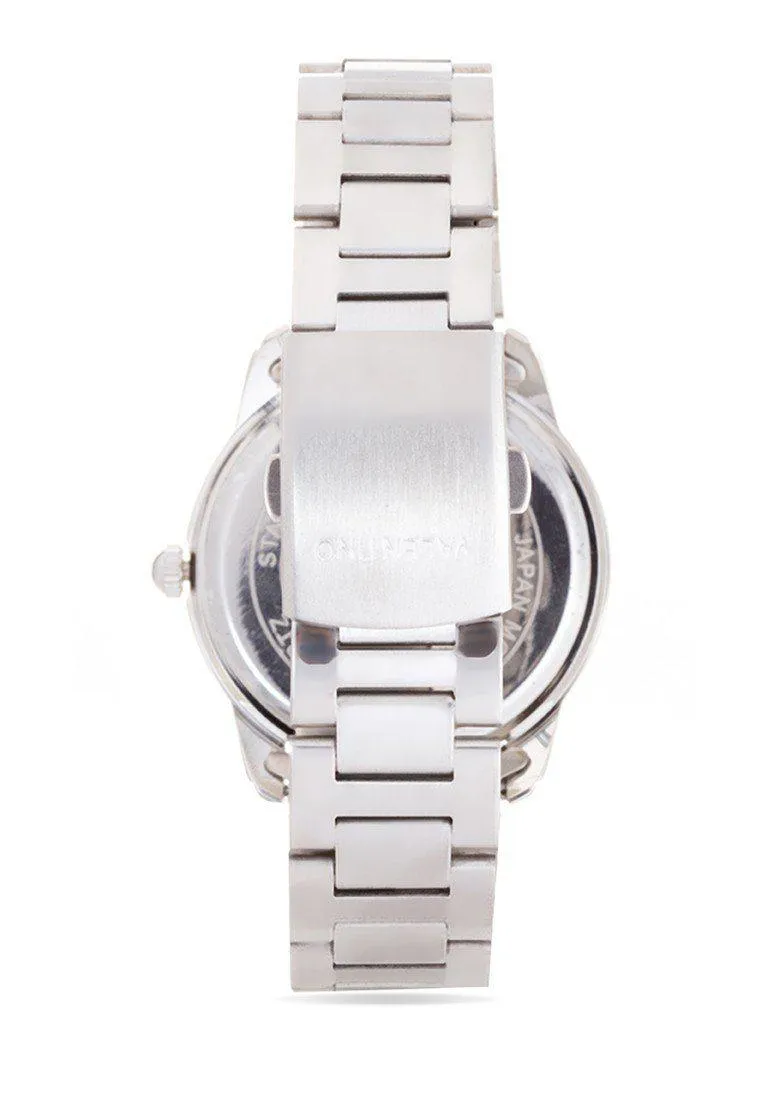 Valentino 20121911-White Dial Silver Index Stainless  Strap Watch For Men