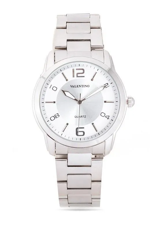 Valentino 20121911-White Dial Silver Index Stainless  Strap Watch For Men