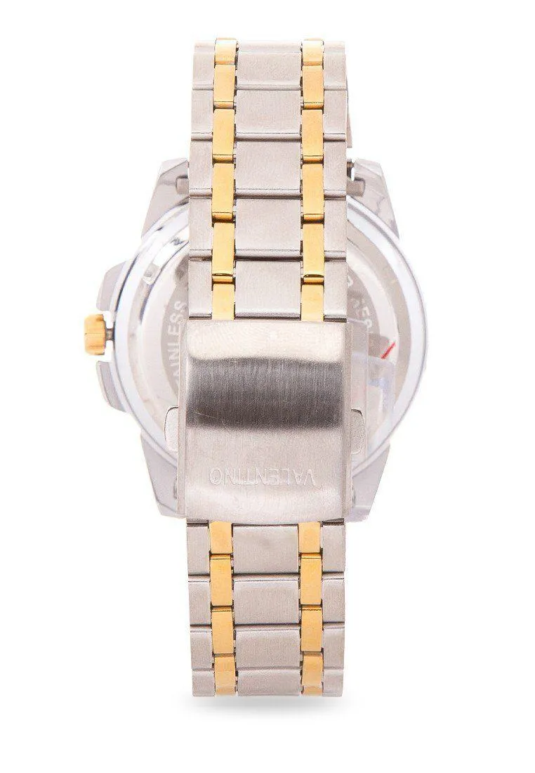 Valentino 20121952-TWO TONE - BLACK DIAL STAINLESS BAND Watch For Men