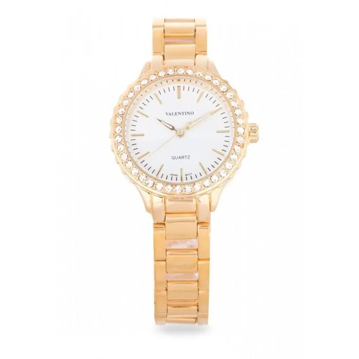 Valentino 20121959-GOLD - WHITE  DIAL GOLD STAINLESS BAND Watch For Women