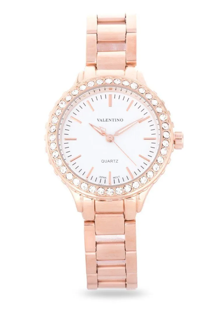 Valentino 20121960-ROSE GOLD - WHITE DIAL STAINLESS BAND Watch For Women