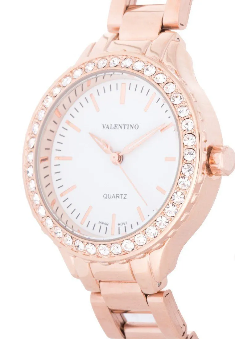 Valentino 20121960-ROSE GOLD - WHITE DIAL STAINLESS BAND Watch For Women