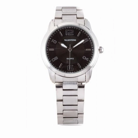 Valentino 20121911-BLACK DIAL STAINLESS BAND Strap Watch For Men