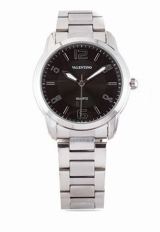 Valentino 20121911-BLACK DIAL STAINLESS BAND Strap Watch For Men