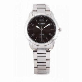 Valentino 20121911-BLACK DIAL STAINLESS BAND Strap Watch For Men