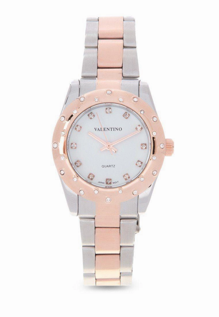 Valentino 20121974-TWO TONE  - White Dial Two Tone Stainless Band Watch For Women