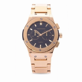 Valentino 20122067-BLACK DIAL GOLD STAINLESS STEEL BAND Watch for Men