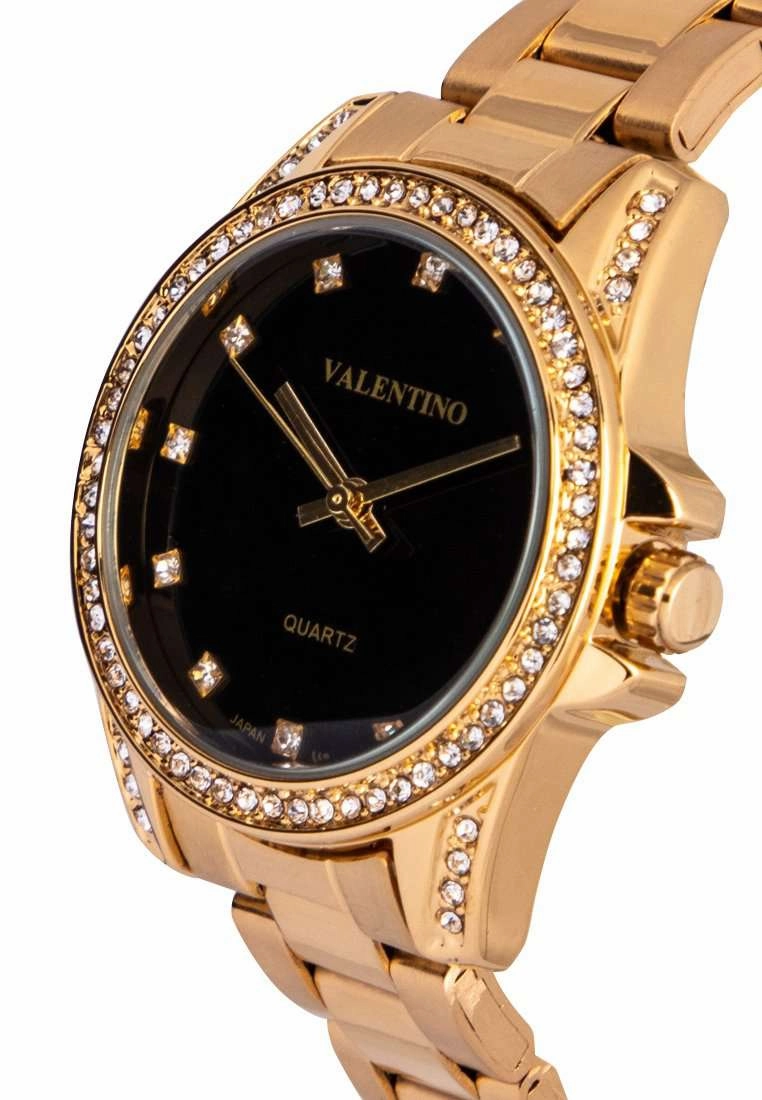 Valentino 20122289-BLACK DIAL Gold Stainless Steel Watch for Women