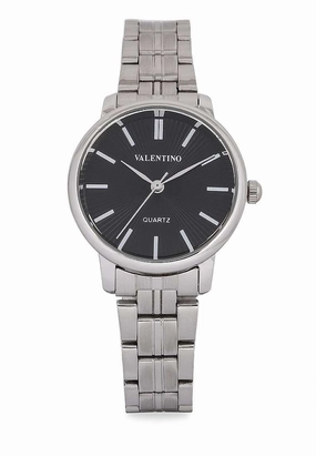 Valentino 20122327-BLACK DIAL Silver Stainless Strap for Women