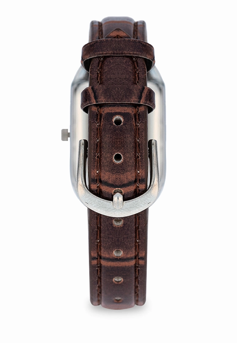 Valentino 20122376-BRWN STRAP - SILVER DIAL Leather Strap Analog Watch for Women