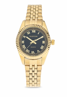 Valentino 20122403-GOLD - BLACK DIAL Stainless Steel Strap Analog Watch for Women