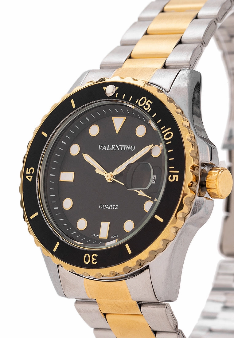 Valentino 20122409-TWO TONE - BLACK DIAL Stainless Steel Strap Analog Watch for Men