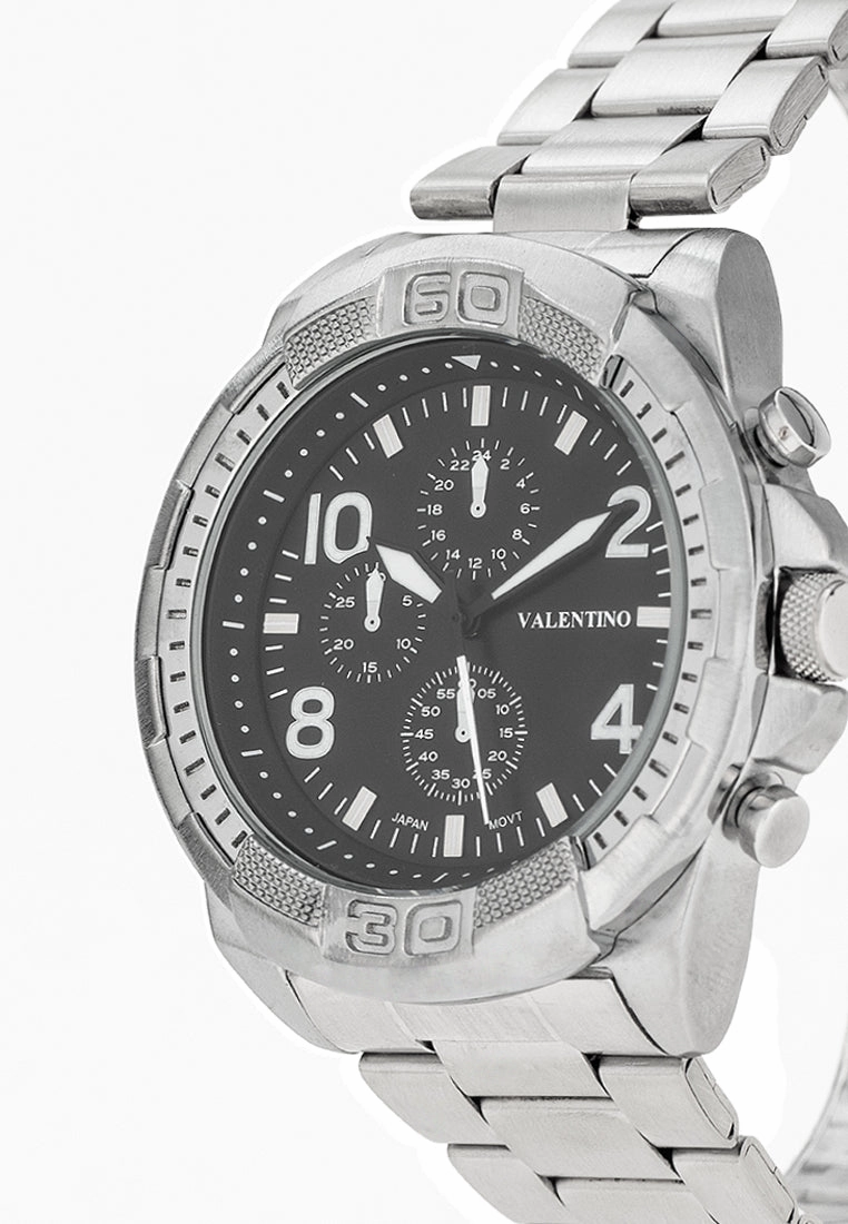 Valentino 20122419-BLACK DIAL Stainless Steel Strap Analog Watch for Men