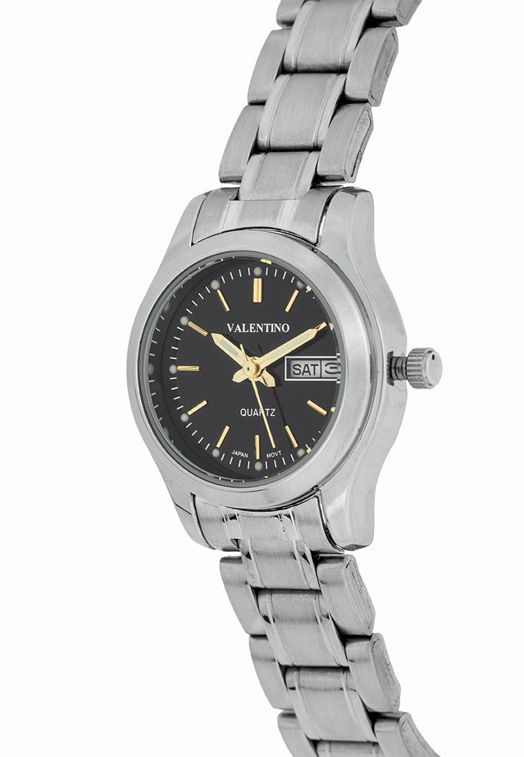 Valentino 20122424-BLACK DIAL Stainless Steel Strap Analog Watch for Women