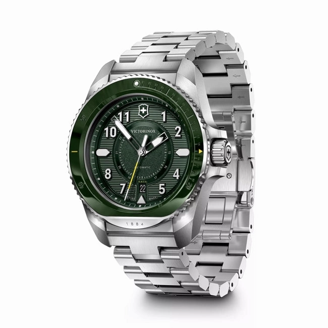 Victorinox Journey 1884 43mm Silver Stainless Steel Green Dial Watch 242015