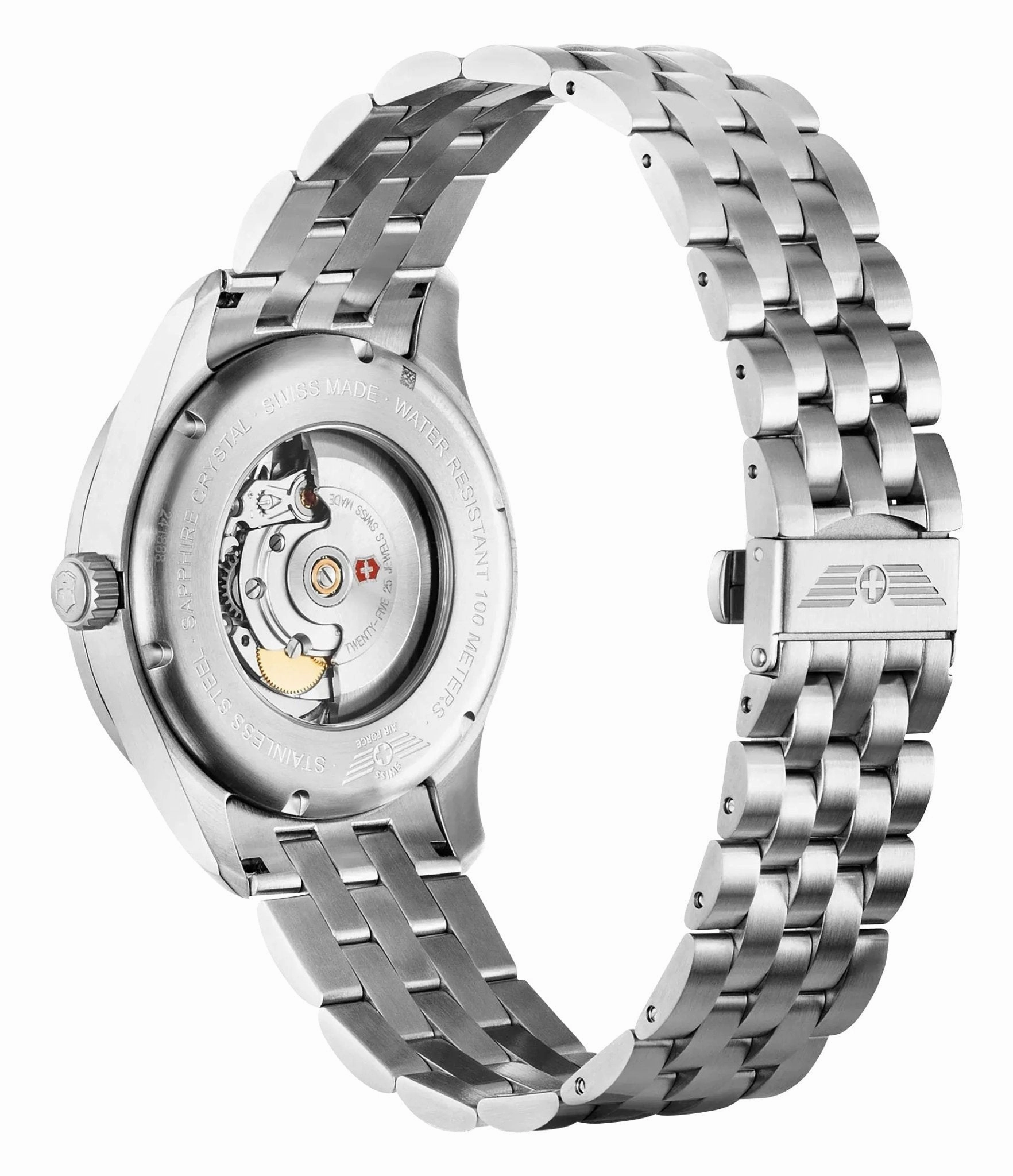 Victorinox Swiss Army Airboss Mechanical Automatic Stainless Steel Black Dial Date Mens Watch 241888