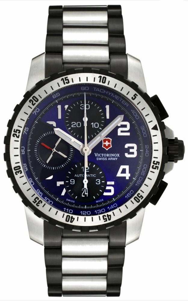 Victorinox Swiss Army Alpnach Automatic Chronograph Blue Dial Date Steel Mens Watch 241194