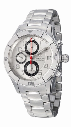 Victorinox Swiss Army Ambassador Clous de Paris Chrono Automatic Silver Dial Date Stainless Steel Mens Watch 241191